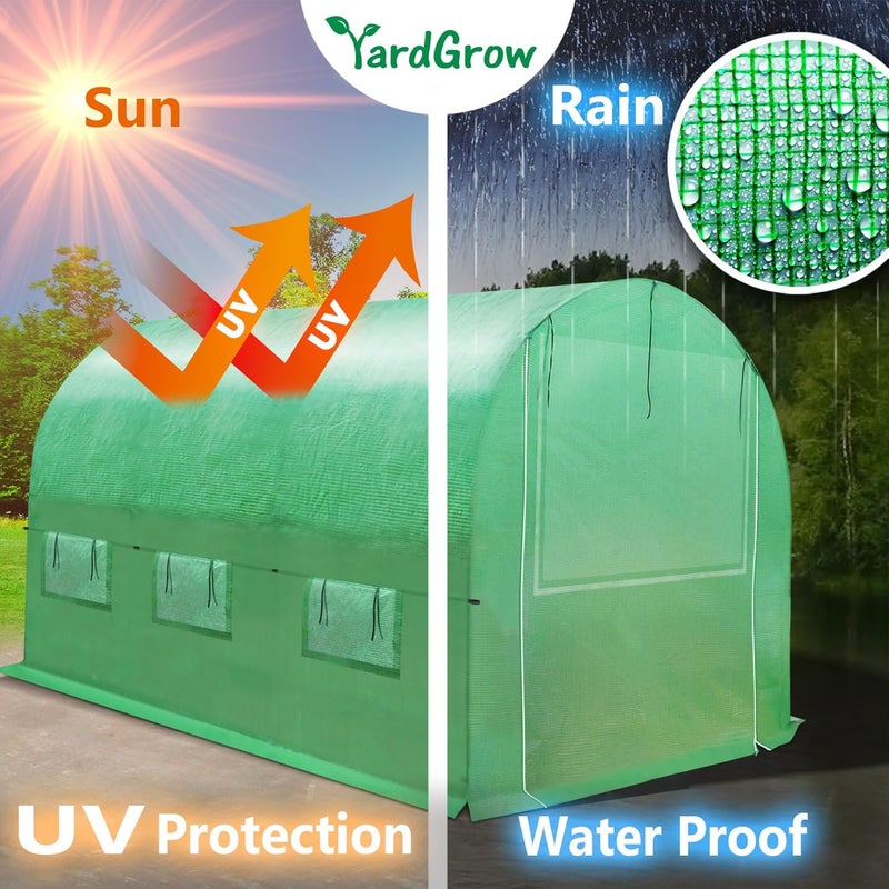 YardGrow Greenhouse Replacement Cover Larger Walk in Outdoor Plant Gardening Greenhouse, 2-Doors with 2 Mesh Windows, Frame Does NOT Included (10'x7'x7') - Image 4